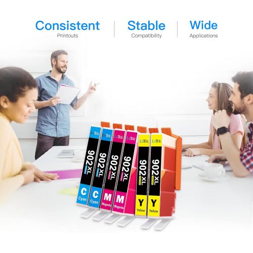  LxTek Compatible Ink Cartridge Replacement for HP 902XL 902 XL to Work with Officejet 6978 6968 6958 6954 6962 6950 6951 6975 Printers (2 Cyan, 2 Magenta, 2 Yellow, 6 Pack)