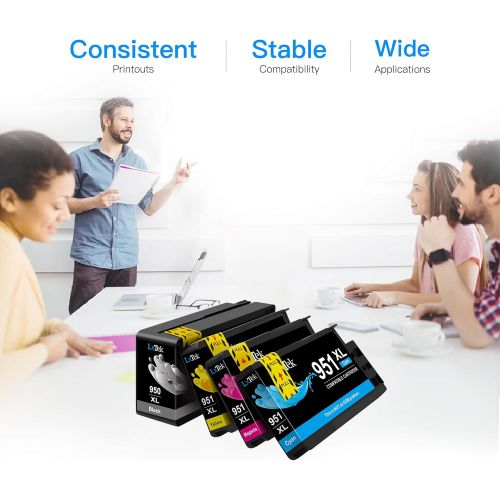  LxTek Compatible Ink Cartridges Replacement for HP 950XL 951XL 950 951 to Compatible with OfficeJet Pro 8600 8610 8620 8630 8100 8625 8615 276dw 4 Pack (Black Cyan Magenta Yellow)