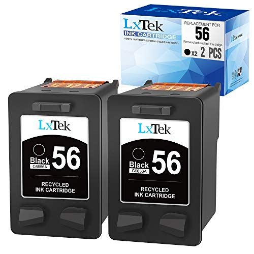  LxTek Remanufactured Ink Cartridge Replacement for HP 56 C6656AN to use with Deskjet 5850 5650 5150, Photosmart 7150 7260 7350 7960, PSC 2510 Printer(2 Black)