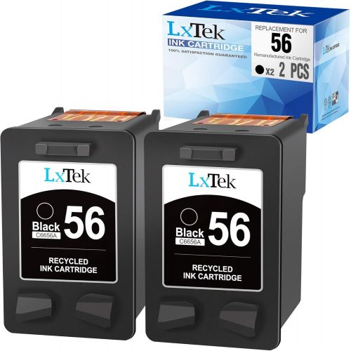  LxTek Remanufactured Ink Cartridge Replacement for HP 56 C6656AN to use with Deskjet 5850 5650 5150, Photosmart 7150 7260 7350 7960, PSC 2510 Printer(2 Black)