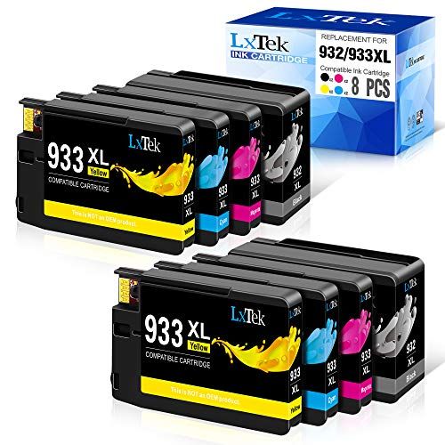  LxTek Compatible Ink Cartridge Replacement for HP 932XL 933XL 932 933 to Compatible with Officejet 7110 6600 6700 6100 7612 7610 (2 Black, 2 Cyan, 2 Magenta, 2 Yellow, 8 Pack)