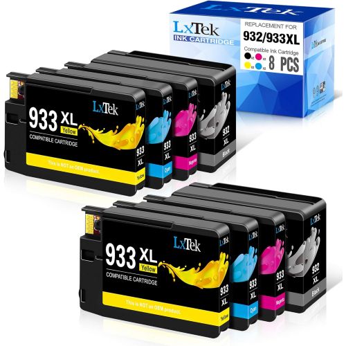  LxTek Compatible Ink Cartridge Replacement for HP 932XL 933XL 932 933 to Compatible with Officejet 7110 6600 6700 6100 7612 7610 (2 Black, 2 Cyan, 2 Magenta, 2 Yellow, 8 Pack)