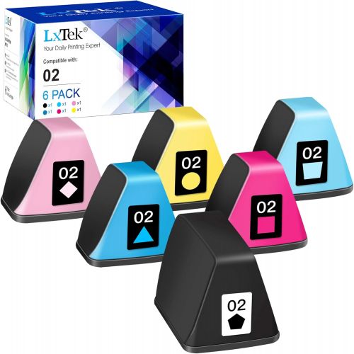  LxTek Compatible Ink Cartridges Replacement for HP 02 Ink Cartridge to use with Photosmart D7155 D7160 D7245 D7255 D7363 D7460 3210 3310 C5180 C6250 C6280 C7280 C7180 C8180 Printer