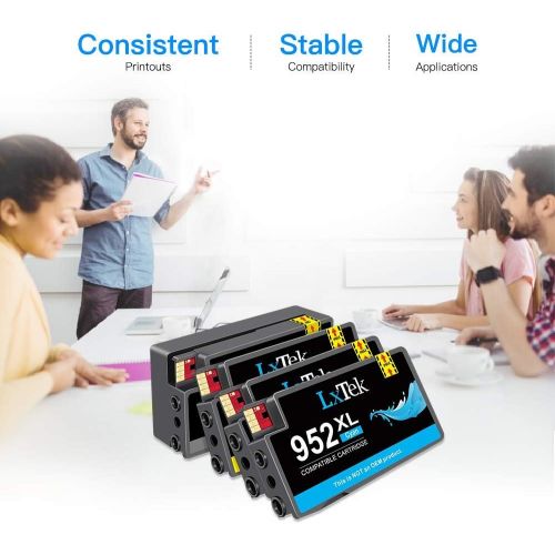 LxTek Compatible Ink Cartridge Replacement for HP 952 952XL Ink Cartridges Combo Pack to use with Officejet 8710 8720 7740 8210 8715 7720 8740 Printers(4pack, Black Yellow Magenta