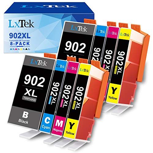  LxTek Compatible Ink Cartridge Replacement for HP 902XL 902 XL 902 to use with Officejet 6968 6978 6962 6954 6975 Printers (Black Cyan Magenta Yellow, 8 Pack)