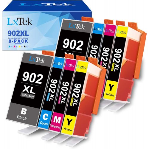  LxTek Compatible Ink Cartridge Replacement for HP 902XL 902 XL 902 to use with Officejet 6968 6978 6962 6954 6975 Printers (Black Cyan Magenta Yellow, 8 Pack)