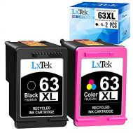 LxTek Remanufactured Ink Cartridge Replacement for HP 63 63XL Compatible with HP Officejet 5255 5258 5260 3830 Envy 4520 4516 DeskJet 1112 2132 3632 Printer Tray, 2 Pack (1 Black,