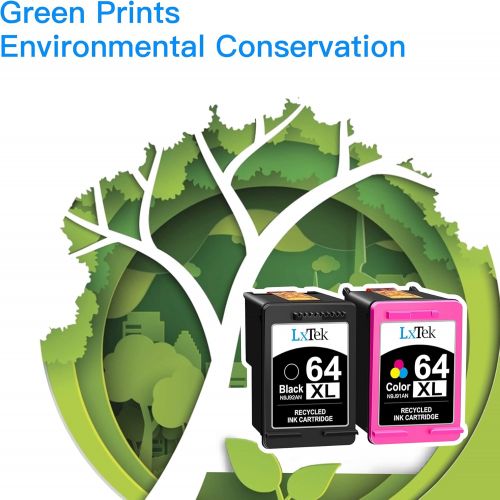  LxTek Remanufactured Ink Cartridge Replacement for HP 64XL 64 XL to use with Envy Photo 7155 7855 6255 7120 6252 6220 6230 6258 7158 7130 7132 7164 7858 Envy 5542 Printer(1 Black,1