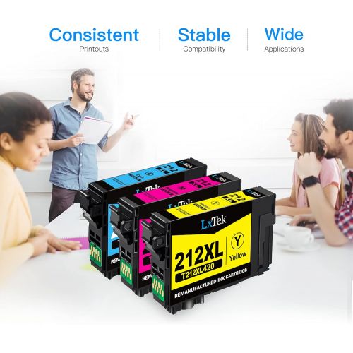  LxTek Remanufactured Ink Cartridge Replacement for 212XL 212 XL T212XL to use with Expression Home XP-4100 XP-4105 Workforce WF-2830 WF-2850 Printer (1 Cyan, 1 Magenta, 1 Yellow, 3
