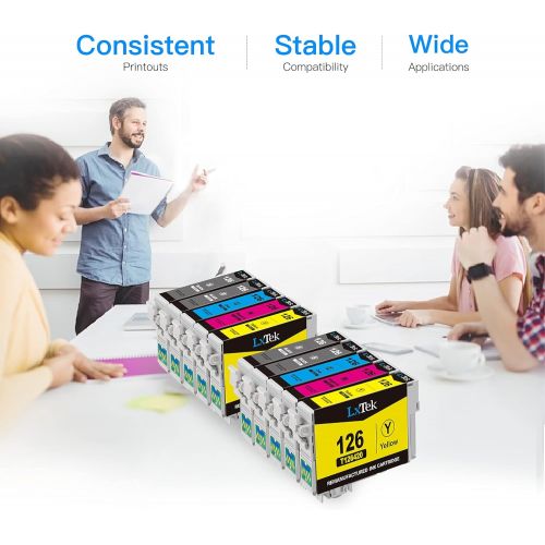  LxTek Remanufactured Ink Cartridge Replacement for Epson 126 T126 to use with WF-7510 WF-3520 WF-3540 WF-3530 WF-7510 Workforce 545 645 845 630 840 Printer (4 Black, 2 Cyan, 2 Mage