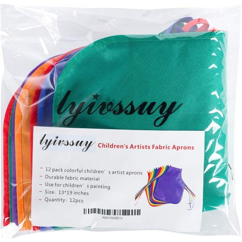  [아마존베스트]lyivssuy Childrens Artists Fabric Aprons - Classroom,Kitchen, Community Event, Crafts & Art Painting Activity. Safe Clean 12 Pack Assorted Colors