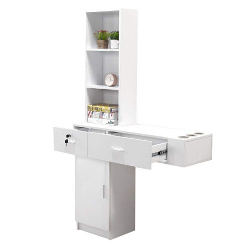  Lykos Wall Mount Beauty Salon Spa Mirrors Station Hair Styling Station Desk (White)