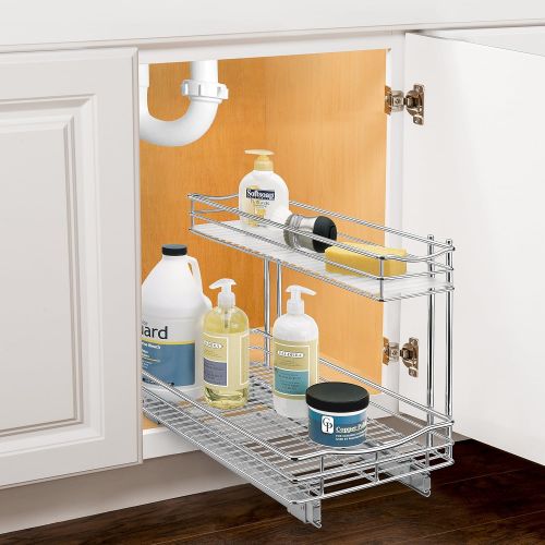  Lynk Professional Sink Cabinet Organizer with Pull Out Out Two Tier Sliding Shelf, 11.5w x 21d x 14h -Inch, Chrome