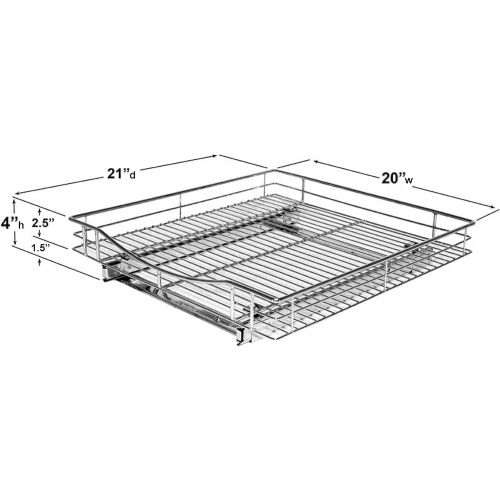  Lynk Professional 402021 Pull Out Under Cabinet Organizer Sliding Shelf, 20 W x 21 D, Chrome