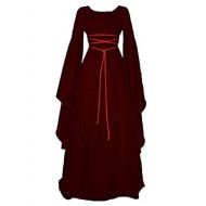 Lynwitkui Womens Deluxe Medieval Dress Renaissance Cosplay Costumes Lace Up Victorian Gown Retro Long Black Dress