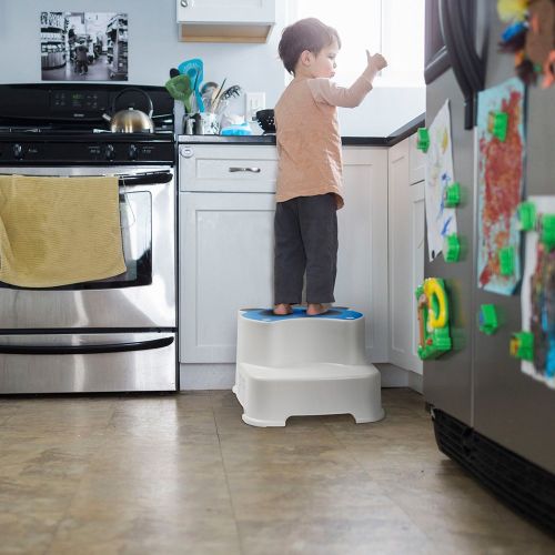  Lyonice Dual Height Two-Step Stairs Stool, Potty Training Toilet Stools for Kids, Use in Bathroom and Kitchen, Non-Slip Resistant Bottom for Safety, Children Gift, Panda Step Stool,Blue -