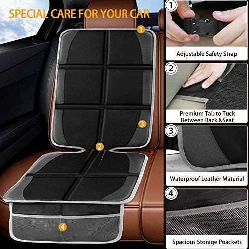  [아마존베스트]Lyork Car Seat Protector,(2 Pack) Large Auto Car Seat Protectors for Child Baby Safety Seat,Thick Padding Carseat Kick Mat with Organizer Pockets,Vehicle Dog Cover Pad for SUV Seda