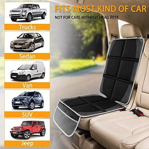  [아마존베스트]Lyork Car Seat Protector,(2 Pack) Large Auto Car Seat Protectors for Child Baby Safety Seat,Thick Padding Carseat Kick Mat with Organizer Pockets,Vehicle Dog Cover Pad for SUV Seda