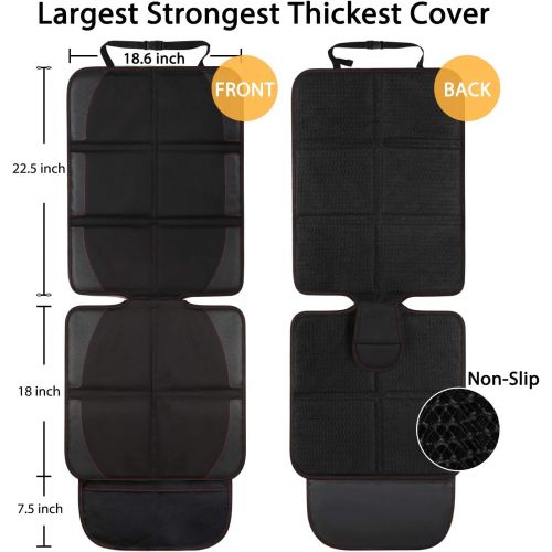  [아마존베스트]Lyork Car Seat Protector,(2 Pack) Large Auto Car Seat Protectors for Child Baby Safety Seat,Thick Padding Carseat Kick Mat with Organizer Pockets,Vehicle Dog Cover Pad for SUV Seda