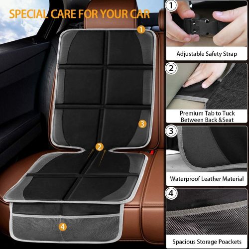  [아마존베스트]Lyork Car Seat Protector,(2 Pack) Large Auto Car Seat Protectors for Child Baby Safety Seat,Thick Padding Carseat Kick Mat with Organizer Pockets,Vehicle Dog Cover Pad for SUV Seda