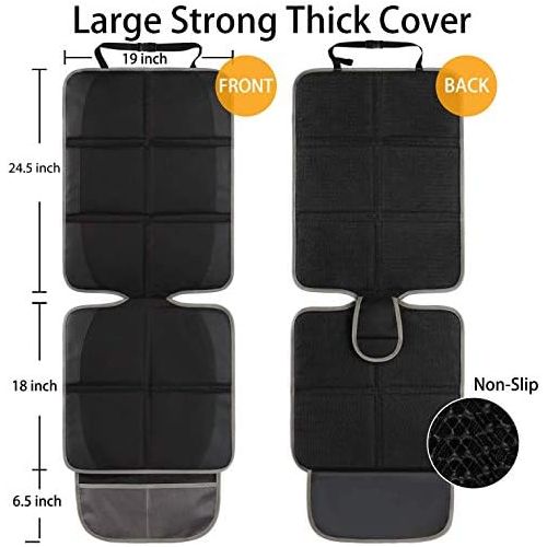  Lyork Car Seat Protector, 2 Pack Large Auto Car Seat Protectors for Child Car Seat, Thick Carseat Seat Protector with Organizer Pockets, Vehicle Dog Cover Pad for SUV Sedan Truck Leather