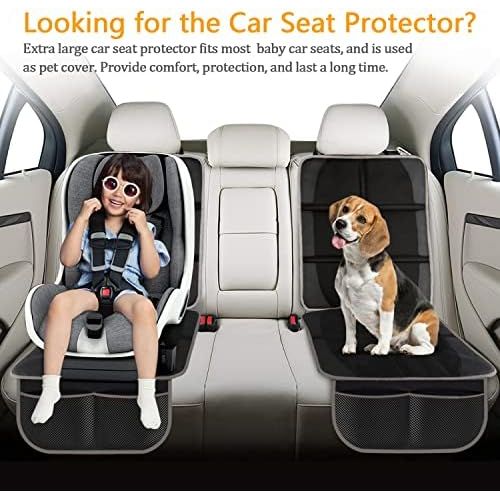  Lyork Car Seat Protector, 2 Pack Large Auto Car Seat Protectors for Child Car Seat, Thick Carseat Seat Protector with Organizer Pockets, Vehicle Dog Cover Pad for SUV Sedan Truck Leather
