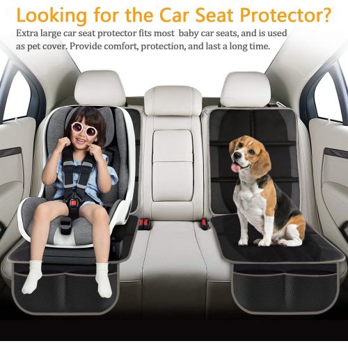  Lyork Car Seat Protector, 2 Pack Large Auto Car Seat Protectors for Child Car Seat, Thick Carseat Seat Protector with Organizer Pockets, Vehicle Dog Cover Pad for SUV Sedan Truck Leather