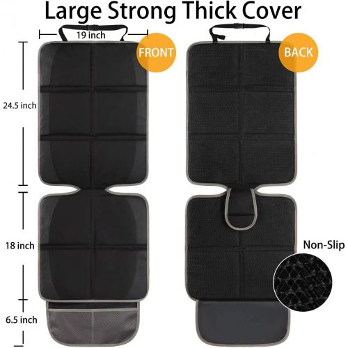  Lyork Car Seat Protector, 2 Pack Large Auto Car Seat Protectors for Child Car Seat, Thick Carseat Seat Protector with Organizer Pockets, Vehicle Dog Cover Pad for SUV Sedan Truck Leather