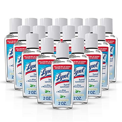  Lysol Mini Hand Sanitizer Travel Size 2oz, Pack of 18 (18x2oz) 70% Ethyl Alcohol, Lemon Scented