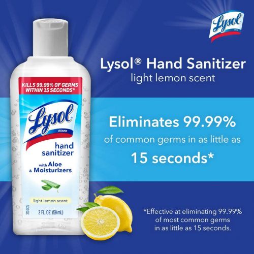  Lysol Mini Hand Sanitizer Travel Size 2oz, Pack of 18 (18x2oz) 70% Ethyl Alcohol, Lemon Scented