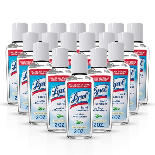  Lysol Mini Hand Sanitizer Travel Size 2oz, Pack of 18 (18x2oz) 70% Ethyl Alcohol, Lemon Scented