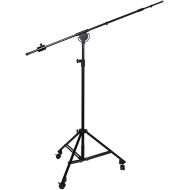 LyxPro Professional Microphone Stand Heavy Duty 90” Studio Overhead Boom Stand with Rolling Caster Wheels, 87” Extra Long Telescoping Arm Mount, Foldable Tripod Legs & Adjustable Counterweight