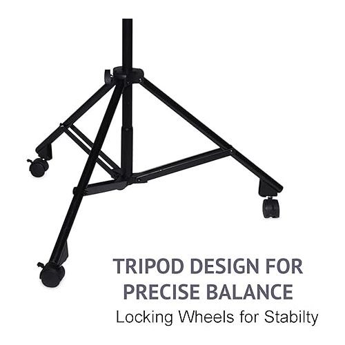  LyxPro Professional Microphone Stand Heavy Duty 90” Studio Overhead Boom Stand with Rolling Caster Wheels, 87” Extra Long Telescoping Arm Mount, Foldable Tripod Legs & Adjustable Counterweight