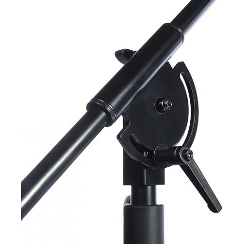  LyxPro Professional Microphone Stand Heavy Duty 90” Studio Overhead Boom Stand with Rolling Caster Wheels, 87” Extra Long Telescoping Arm Mount, Foldable Tripod Legs & Adjustable Counterweight