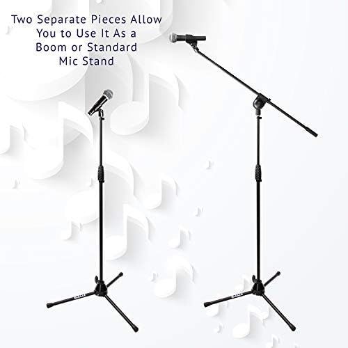  LyxPro Microphone Stand Boom Arm Tilting Rotating Floor Podium Stage or Studio Strong Durable And Foldable Height 38.5- 66 Extends Arm to 29 3/8” Comes With 3/8” and 5/8” mount Ada