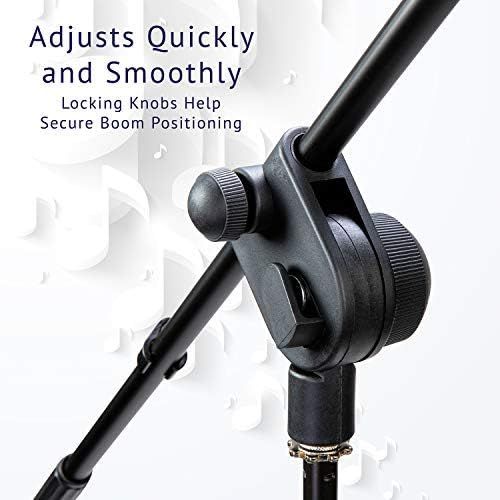  LyxPro Microphone Stand Boom Arm Tilting Rotating Floor Podium Stage or Studio Strong Durable And Foldable Height 38.5- 66 Extends Arm to 29 3/8” Comes With 3/8” and 5/8” mount Ada