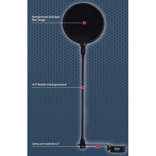  LyxPro MOP-28 Dual Layer Microphone Pop Filter with Flexible Goozeneck for Superior Vocal Performance, Pop Shield