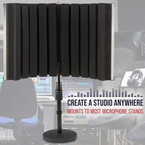  LyxPro VRI-30 Sound Absorbing and Vocal Recording Microphone Isolation Shield Panel For Home Office and Studio Portable & Foldable Stand Mount Adjustable