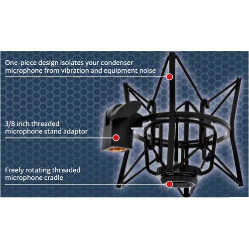  LyxPro MKS1-B Condenser Spider Microphone Shockmount, Anti Vibration and Isolation - Black