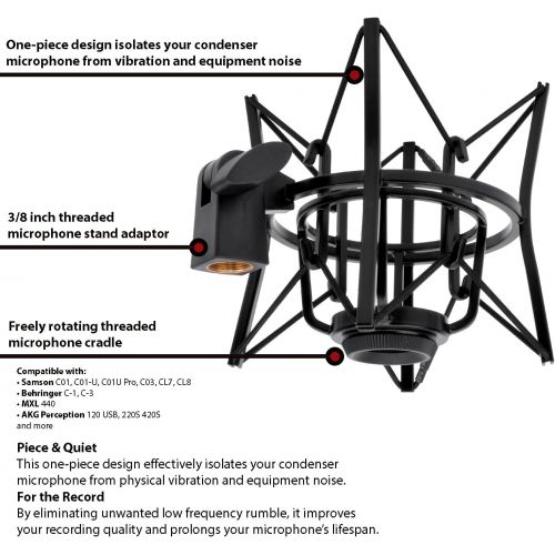  LyxPro MKS1-B Condenser Spider Microphone Shockmount, Anti Vibration and Isolation - Black