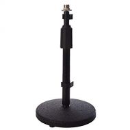 LyxPro Desktop Microphone Stand, 9”- 14” Adjustable Height Desk Mic Holder, Weighted Cast Iron Base, 3/8 - 5/8 adapter screw, Table Top Non slip Rubber Feet