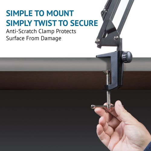  LyxPro DKR-1 Microphone Arm Stand Mount Adjustable Mic Boom Stand Swivel Mount Suspension Scissor & Clip - Desk Attachment and Clamp, Supports Blue Yeti Snowball,Black