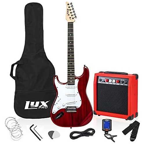  LyxPro Left Hand 39 Inch Electric Guitar and Starter Kit for Lefty Full Size Beginner’s Guitar, Amp, Six Strings, Two Picks, Shoulder Strap, Digital Clip On Tuner, Guitar Cable and