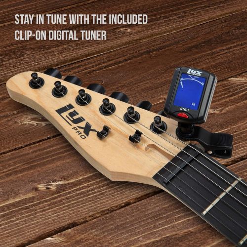  LyxPro Left Hand 39 Inch Electric Guitar and Starter Kit for Lefty Full Size Beginner’s Guitar, Amp, Six Strings, Two Picks, Shoulder Strap, Digital Clip On Tuner, Guitar Cable and