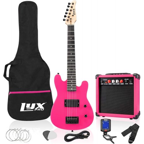  LyxPro 30 Inch Electric Guitar and Starter Kit for Kids with 3/4 Size Beginner’s Guitar, Amp, Six Strings, Two Picks, Shoulder Strap, Digital Clip On Tuner, Guitar Cable and Soft C
