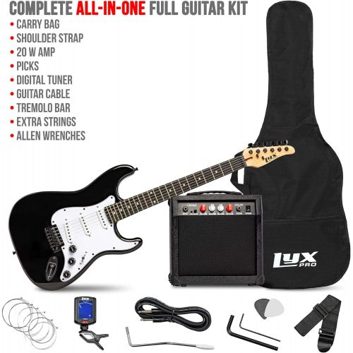  LyxPro Electric Guitar 39 inch Complete Beginner Starter kit Full Size with 20w Amp, Package Includes All Accessories, Digital Tuner, Strings, Picks, Tremolo Bar, Shoulder Strap, a