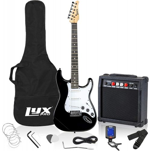  LyxPro Electric Guitar 39 inch Complete Beginner Starter kit Full Size with 20w Amp, Package Includes All Accessories, Digital Tuner, Strings, Picks, Tremolo Bar, Shoulder Strap, a