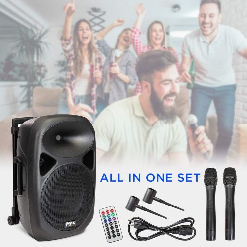  LyxPro 12 Inch Active PA Rechargeable Battery Speaker System, Bluetooth, MP3, USB, SD Card Slot, Foldable Carry Handle, Easy Carry Wheels-SPA-12 BAT