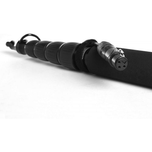  [아마존베스트]LyxPro Portable Mic Boom Pole Arm 5 Section Stretchable Padded Handheld Telescopic Aluminum Adjustable with Built in Internal XLR Cable Shotgun Zoom Microphones, Fish Pole extends