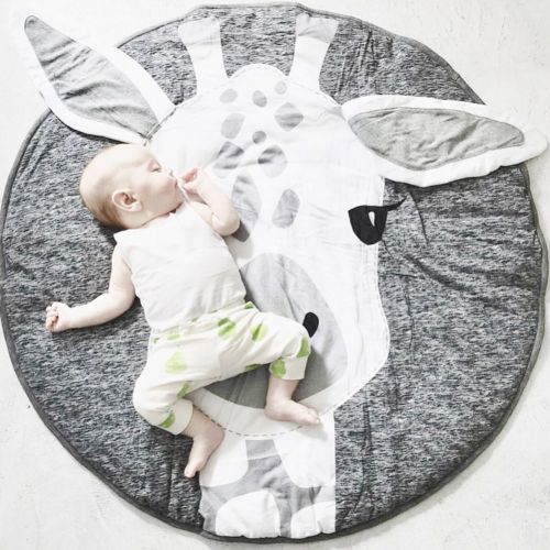  Lzttyee Cotton Round Giraffe Nursery Rug Baby Floor Playmats Crawling Mat Game Blanket for Kids Room Decoration Dark Gray